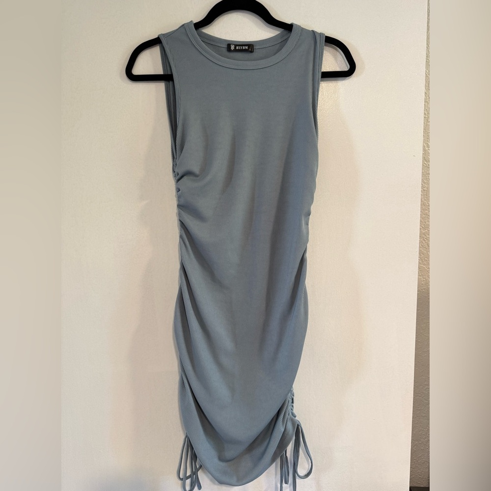 Sleeveless Ruched Dress in Light Blue